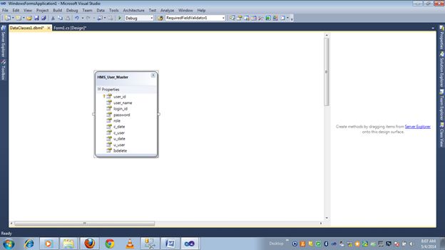 server explorer to dbml file